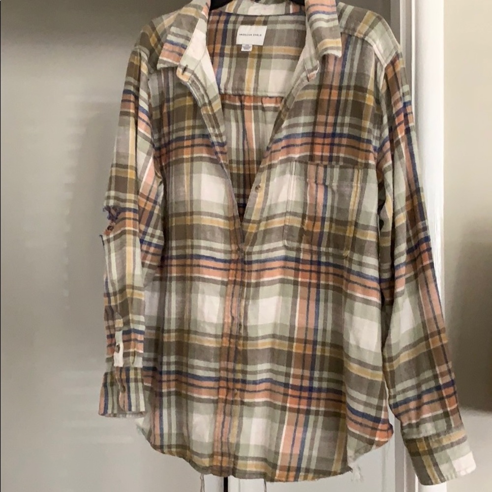 AE flannel beige multi-colored